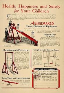 1929 Ad Merremaker Playground Equipment Swing Set Gym   ORIGINAL 