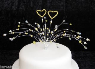 BEADED WEDDING CAKE FOUNTAIN WITH HEARTS ANY COLOURS