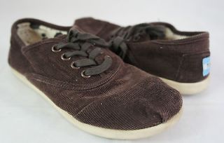 TOMS Cordones Brown Laces BOY Flat Shoes Slip On Sz Y3 3 EUC
