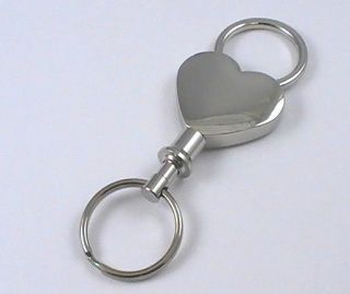 Stainless Steel 3D Heart Shape Keychain *** Heart Key Chain / Key Hook