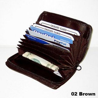 Zippers Brown Accordion Card Inserts ID WINDOW LEATHER Wallet
