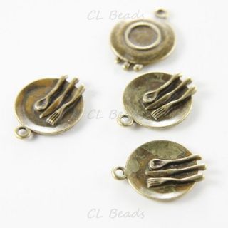 12pcs Antique Brass Base Metal Charms Dinner Plate 17x15mm (13350Y D 