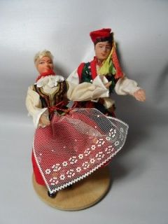   Vintage Hand Made Detailed Polish Dolls Folk Dancers Mohair Hair