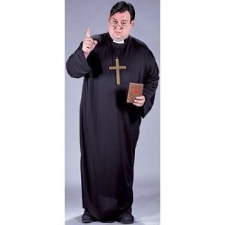 Adult Mens Priest Black Cassock Halloween Costume Plus Size