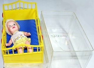 Suzy Cute Doll with crib, matress and clear plastic case 1964 deluxe 