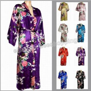   Chinese Womens Peacock Kimono Robe Sleepwear Yukata&Belt One Size