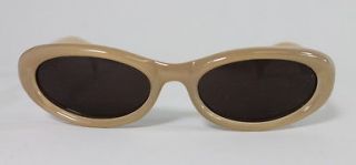 GIVENCHY Beige Ivory Oval Plastic Frame Gray Tinted Sunglasses
