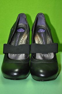 FORNARINA ITALY LEATHER PLATFORM MARY JANE HEELS PUMPS BLACK EUR 38 