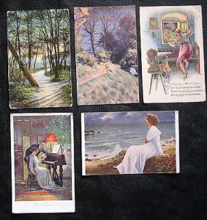 VINTAGE POSTCARDS MIX WITH STAMPS 1920 1925 HERITAGE