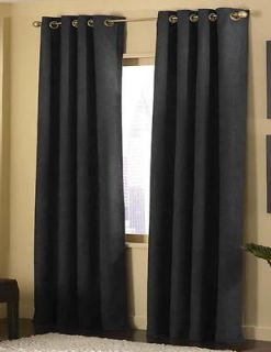   Black Grommet Micro Suede Curtain Window Covering Drapes 54x84 Each