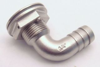 90 Degree Thru Hull Fitting Hose Barb Stainless Steel Barbed Boat 