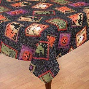 HALLOWEEN Eerie Nightfall Tablecloth Ghost Pumpkin Cat Creepy 3 Sizes 