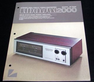 LUXMAN M   2000 Power Amplifier stereo brochure RARE