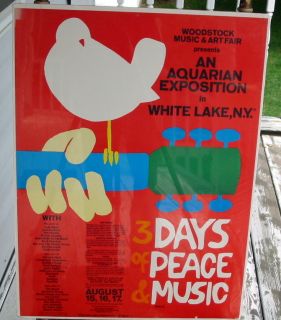 WOODSTOCK US ORIGINAL POSTER DEAD HENDRIX JOPLIN AIRPLANE THE WHO AND 