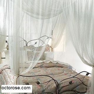 White 4 Corner / Poster Bed Canopy Mosquito Net Full Queen King, White
