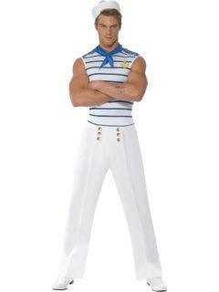 Adult Mens Fever Male French Sailor Military Navy Smiffys Fancy Dress 