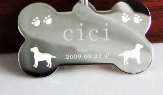 Big Bone Pet ID Tags Double Side Engraved Stainless Steel Tag Dog 