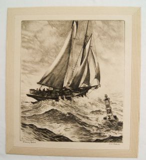 Vintage 1940s R.H. Palenske Heavy Seas Print RARE MINT 
