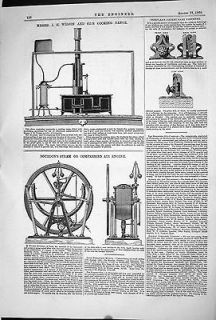 1868 Wilson Cooking Range Bourdon Steam Compressed Air Engine Sash