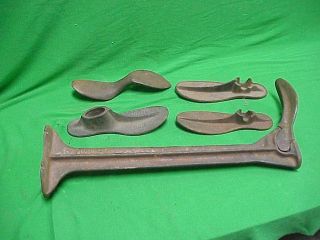 Antique Cobblers Cast Iron Anvil with 4 Shoe sizes and Stretcher 