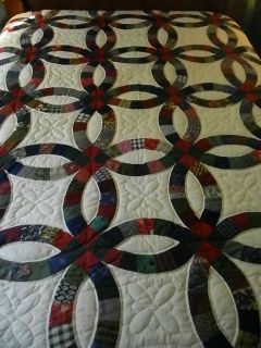Lancaster County Amish Handmade King Size Wedding Ring Quilt #125
