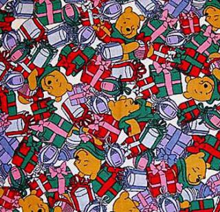 Disneys Winnie The Pooh Christmas Pre Quilted Cotton Fabric   Half 