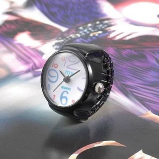   Multicolour Numbers Black Womens Ladies Finger Ring Time Watch GIFT