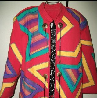   70s GIRASOL Aztec American Indian Western Art for Wear Jacket sz L