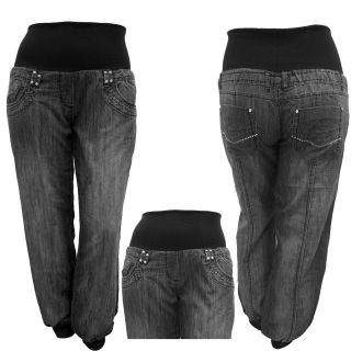NEW WOMENS WASHED OUT BLACK SEXY HIGH WAIST BAGGY HAREEM HAREM JEANS 