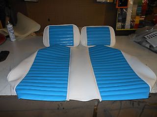 CLUB CAR GOLF CART CUSTOM SEAT SKINS   WHITE / TROPICAL BLUE