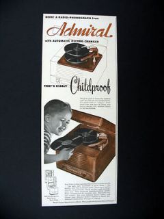 Admiral Radio Phonogra​ph Record Player Changer 1946 print Ad 