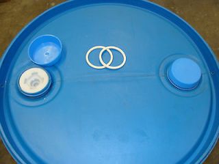 55 Gallon BLUE Drum Plastic Barrel. Includes Bung Covers & 2 Extra 
