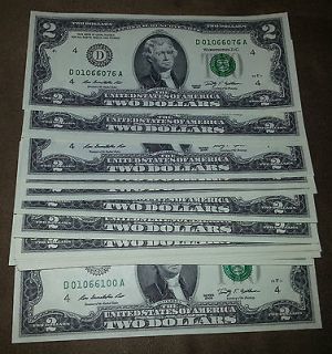 25 NEW CONSECUTIVE 2009 Cleveland $2 Two Dollar Bills Notes