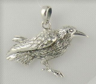 Sterling Silver RAVEN Pendant Crow Wiccan Magick NEW