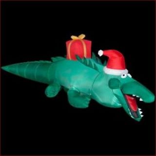 FT. Inflatable Airblown Swamp Alligator wearing Santa Hat Outdoor 