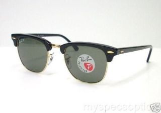 Ray Ban 3016 901/58 Clubmaster Black 51 Large New 100% Authentic 