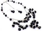 Chunky Acrylic LUCITE BEAD STONE BLACK Necklace and Earring Set 18 
