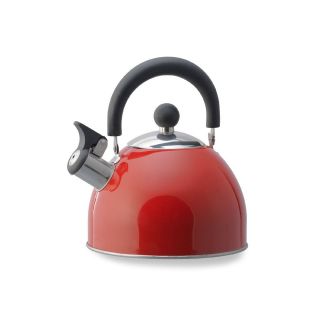   Quart Stainless Steel Whistling Tea Kettle Painted Steel Red Finish