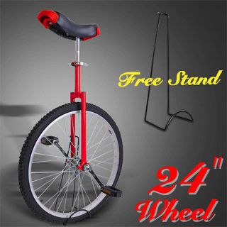   Tire Chrome Unicycle Wheel Cycling W/ Stand Mountain Exercise Bike Red