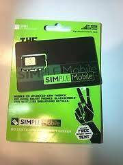 Simple Mobile Sim Card for any GSM UNLOCKED phones Prepaid NEW NEVER 