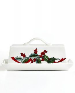   Stewart NEW White Christmas Holiday Covered 6.75 Inch Butter Dish BHFO