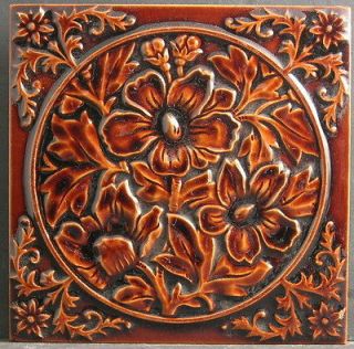 Rare Embossed Majolica Tile by W GODWIN & SONS c1880