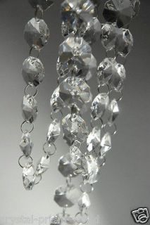 FT CLEAR GLASS CHANDELIER WEDDING CRYSTAL LAMP BEAD CHAIN PRISMS 