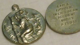 Vintage Religious St Christopher Silvertone Saint Medal, ~I am a 