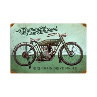 Reading Standard Motorcycle vintaged heavy metal sign 12x18 Reading 