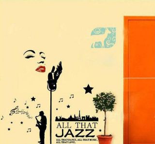   Marilyn Monroe Jazz Singer Wall Decor STICKER Removable Adhesive Decal