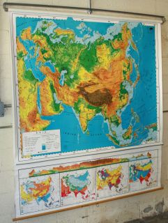 NYSTROM pull down classroom MAP OF ASIA measures 63 x 60