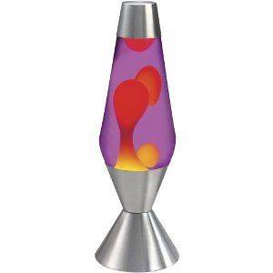 Lava Lite 16.3 Tall Silver Room Lamp Yellow Purple Sleek Bulb Light 