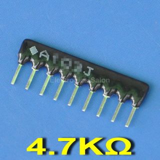 20x 4.7K OHM Thick Film Network Array Resistor, SIP 9 Bussed Type. 9 