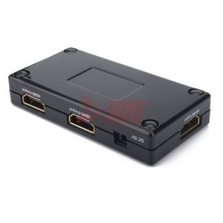 New Black 2 Port HDMI Splitter Amplifier Dual Display Output HDTV 
